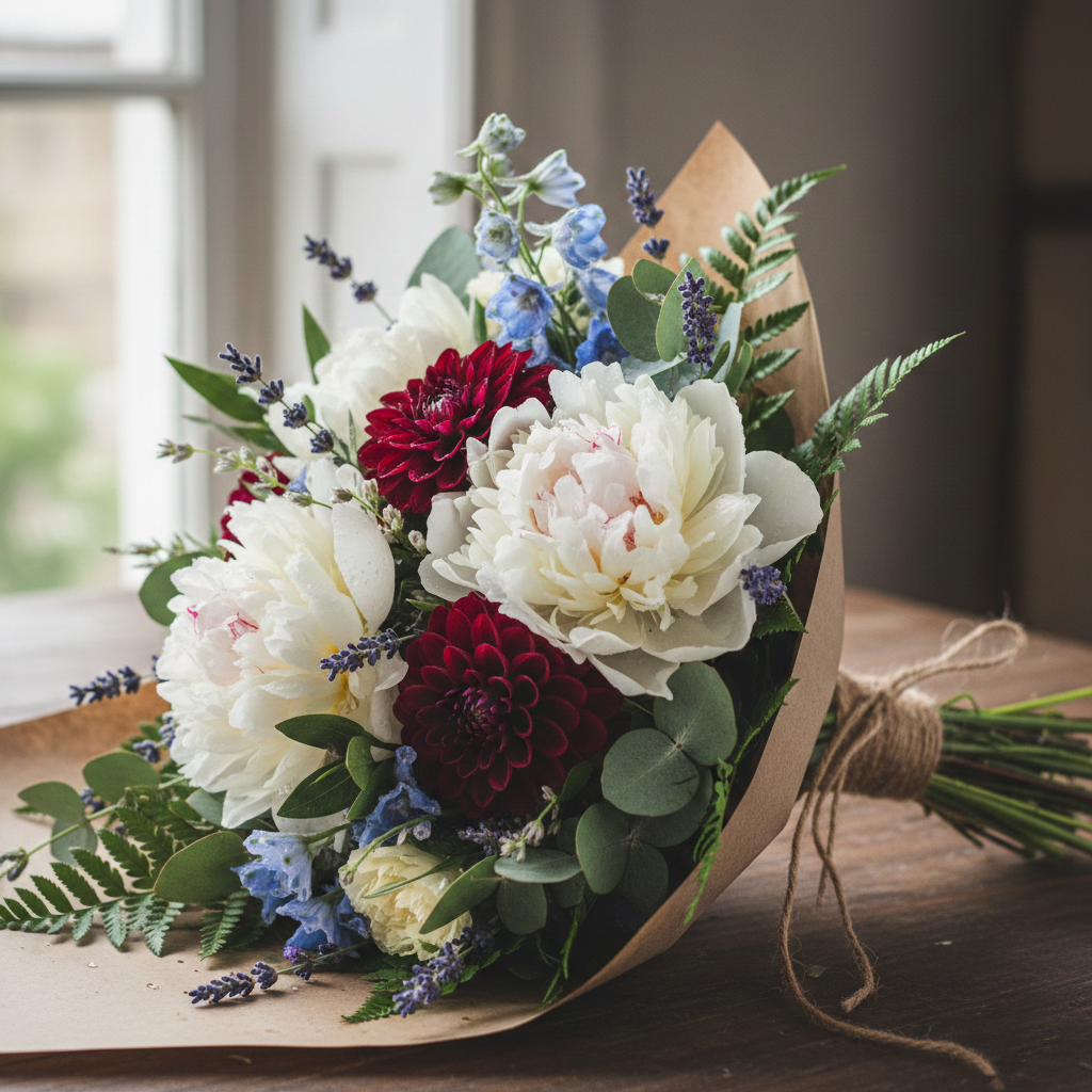 Håndlaget blomsterbukett