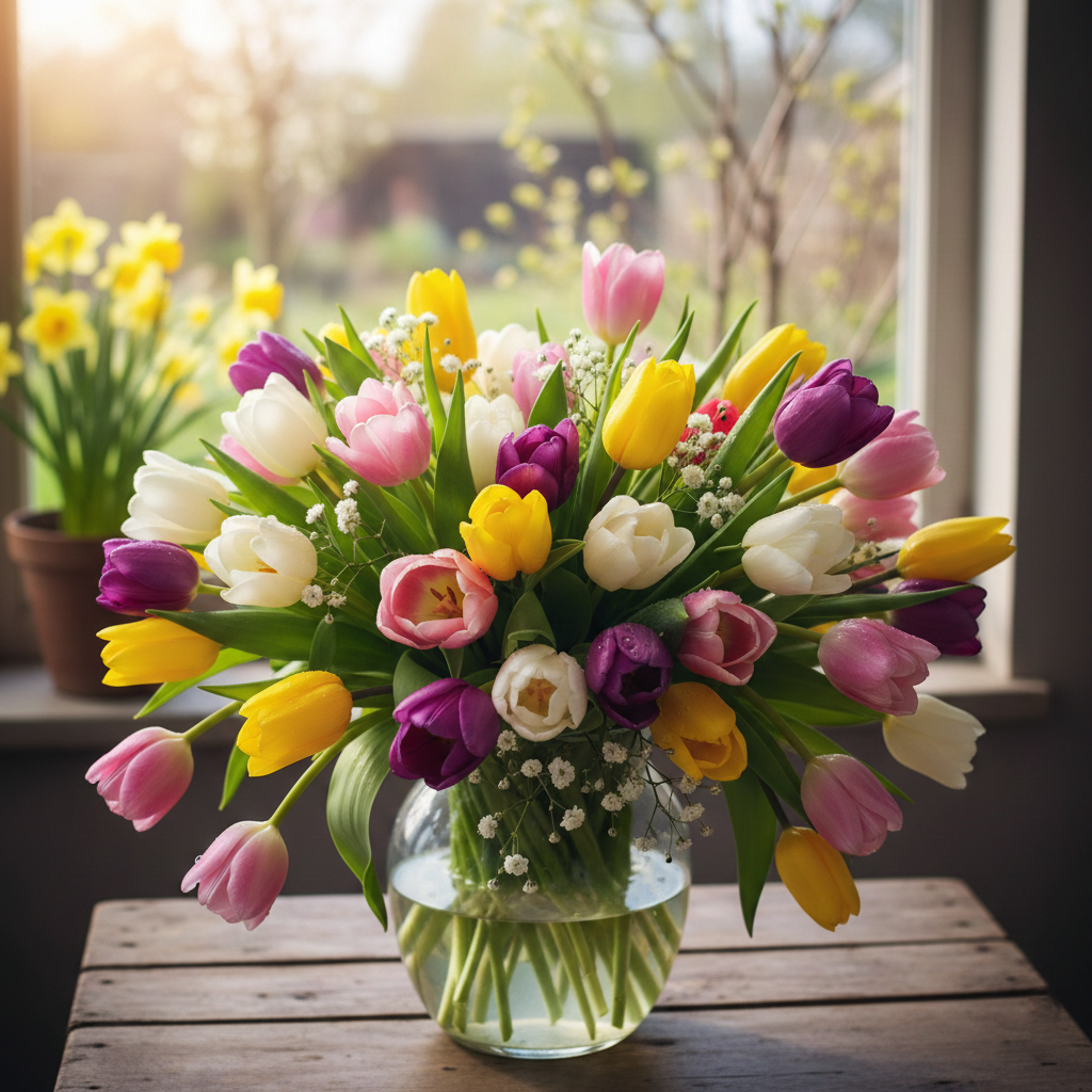 Vårlig tulipanbukett